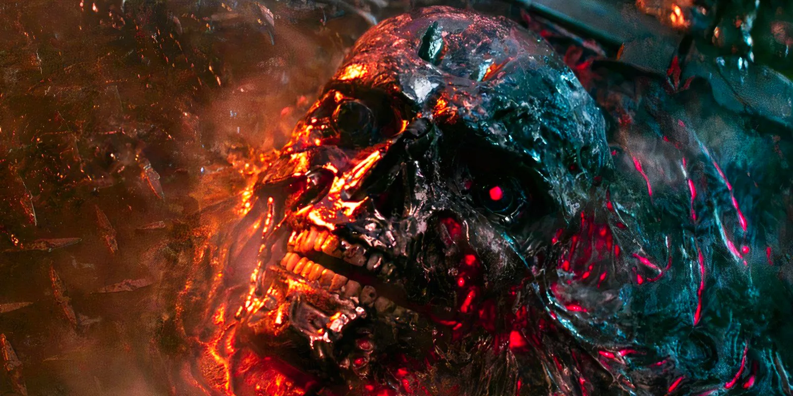 The melted face of the T-800 at the end of Terminator Dark Fate Image