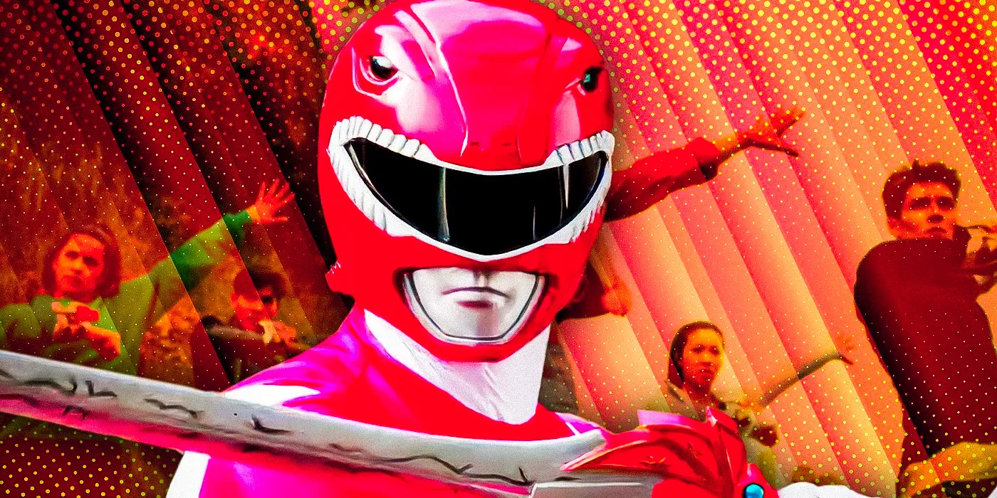 The Mighty Morphin Red Ranger in front of the Cosmic Fury Power Rangers Image