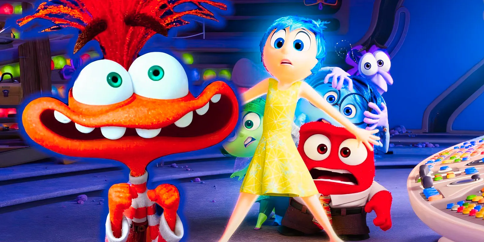 The original 5 emotions look scared of Anxiety in Inside Out Image