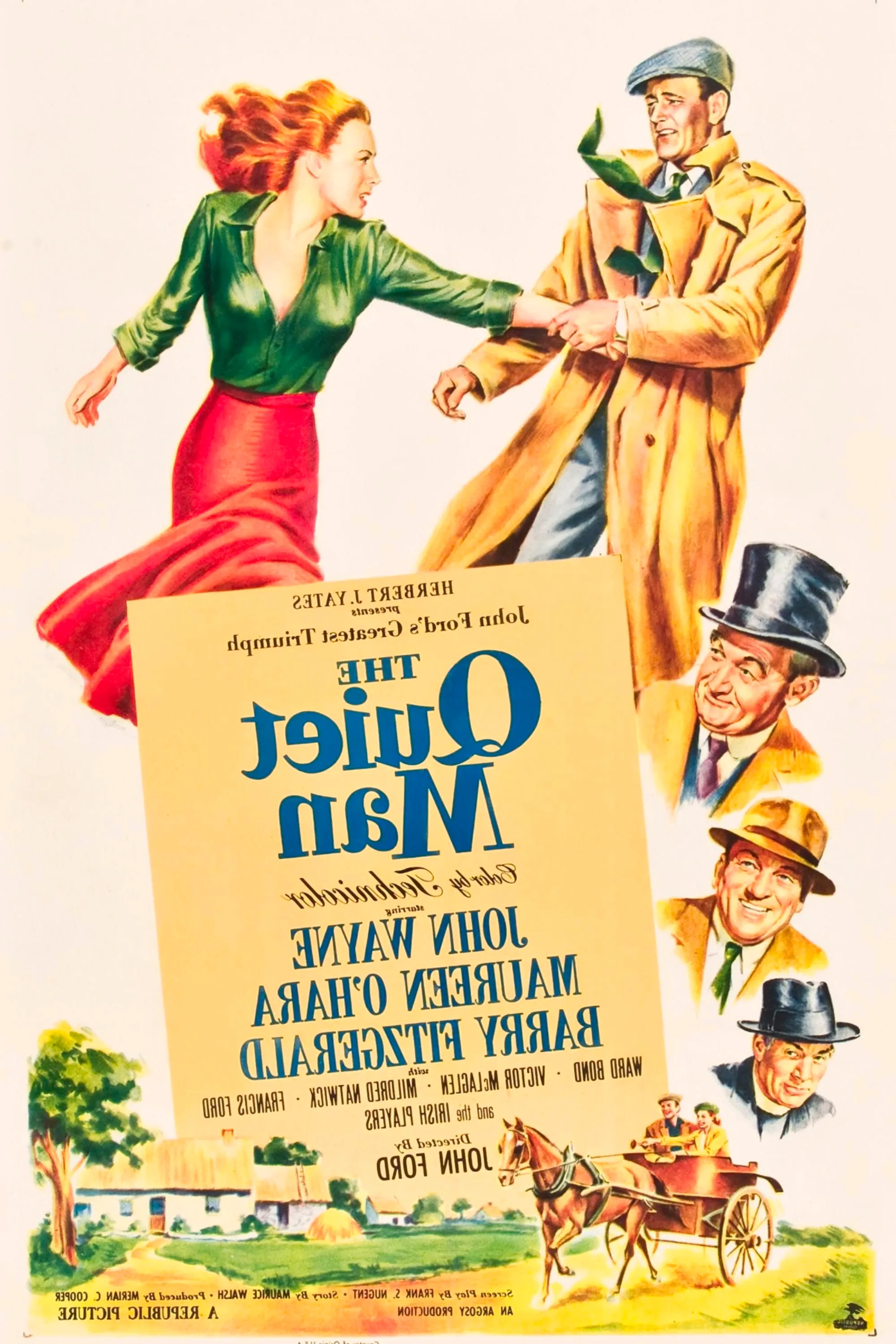 The Quiet Man - Poster - John Wayne, Maureen O'Hara & Barry Fitzgerald Image