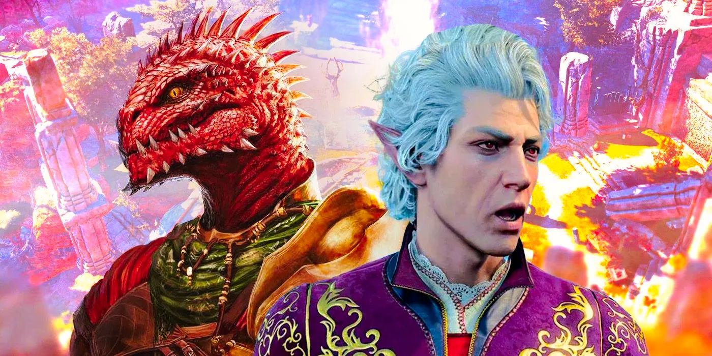 The Red Prince from DOS2 and Astarion from Baldur's Gate 3 looking shocked. Image