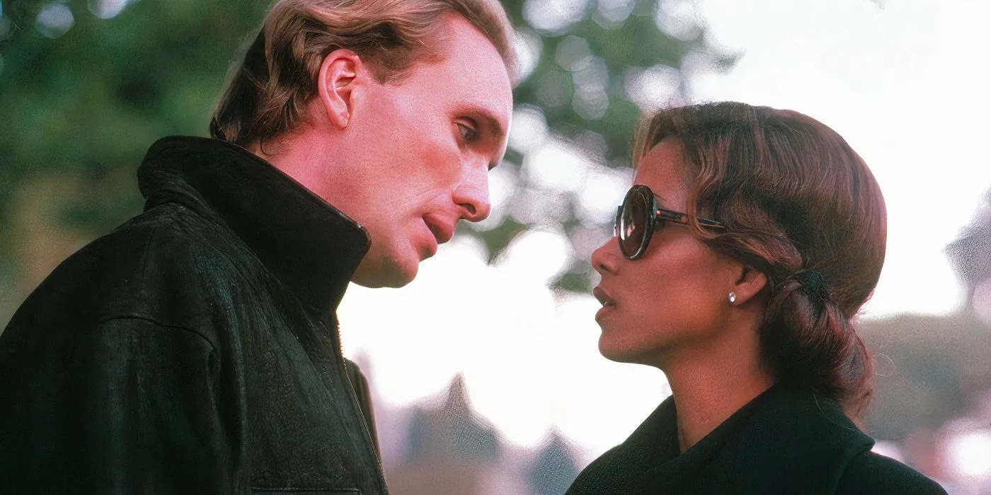 The Rich Man's Wife Halle Berryand Peter Greene share an intimate conversation outside Image