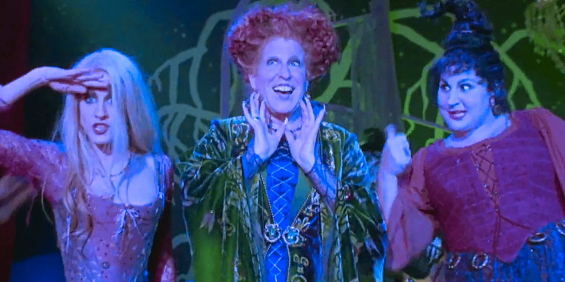 The Sanderson sisters perform on stage in Hocus Pocus Image