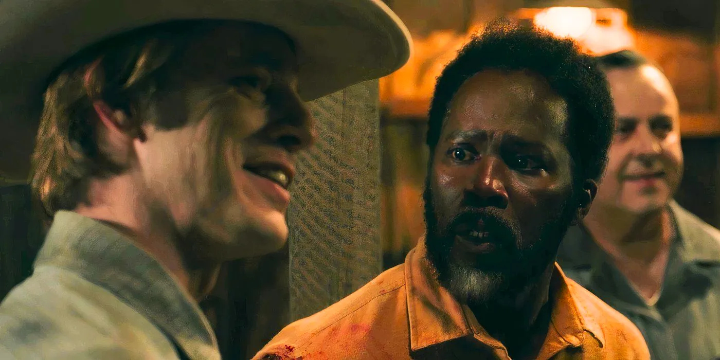 The smiling cowboy monster and a horrified Boyd in From season 3, episode 1 Image