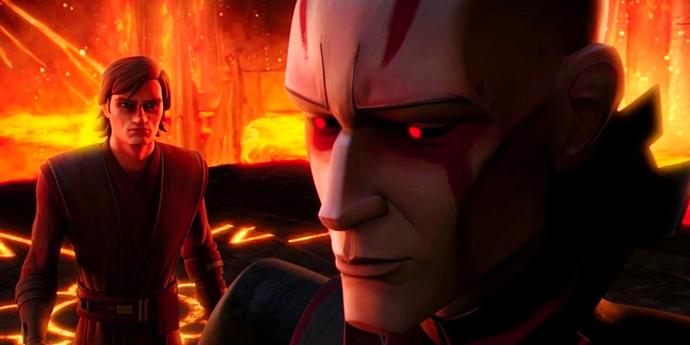 The Son and Anakin Skywalker on Mortis in Star Wars: The Clone Wars season 3. Image