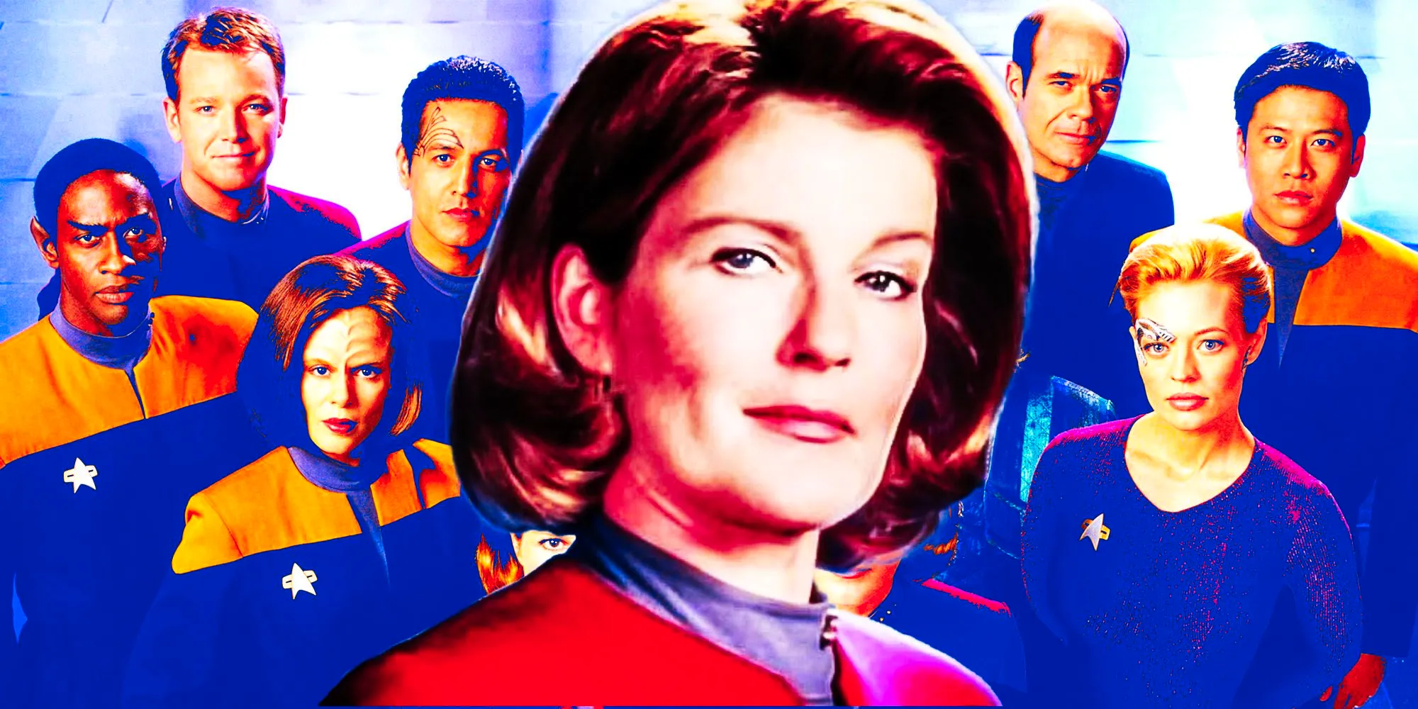 The Star Trek: Voyager cast. Image