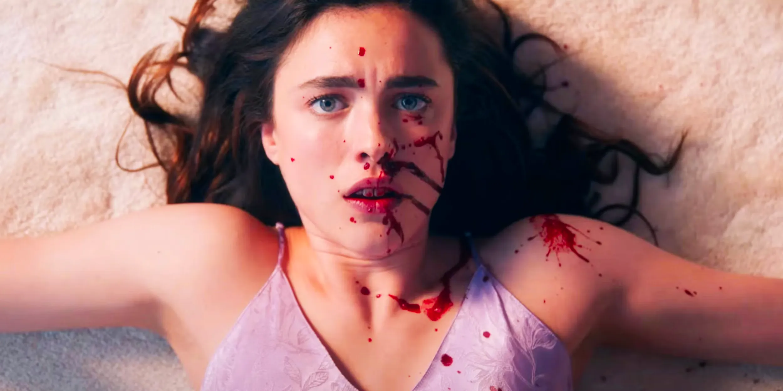 The Substance Margaret Qualley as Sue scared and on the floor Image