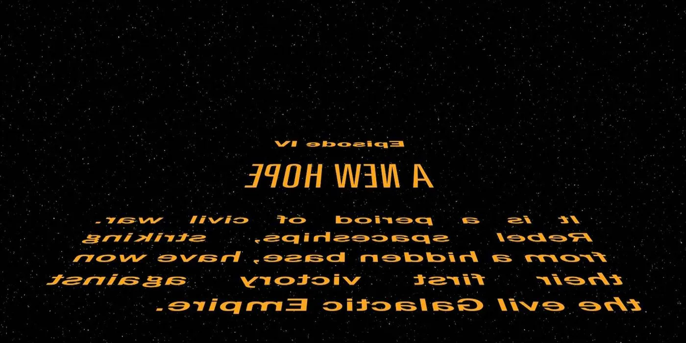 The subtitle and first paragraph of the opening crawl in Star Wars: Episode IV - A New Hope. Image