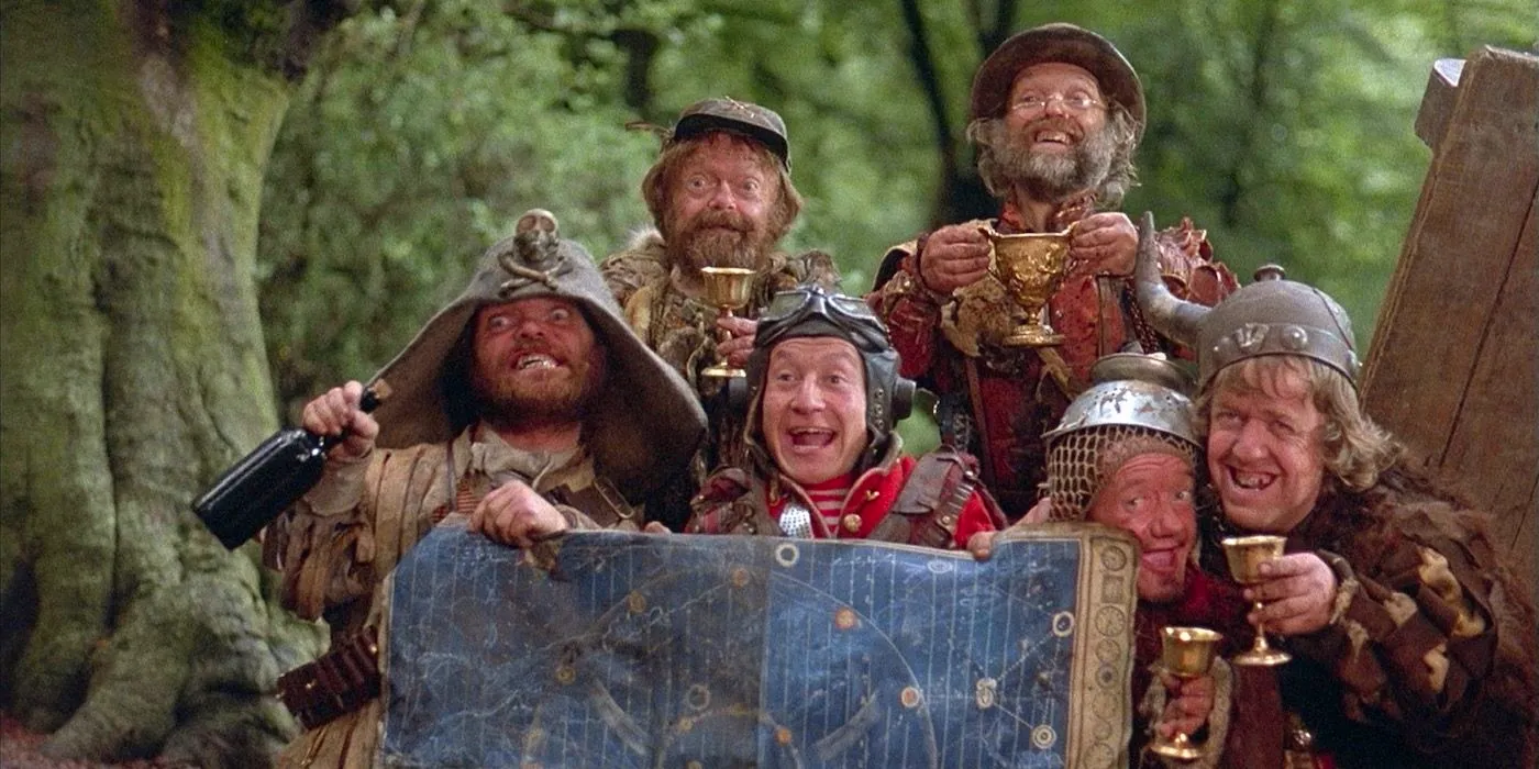 The Time Bandits hold a map in Time Bandits.  Image