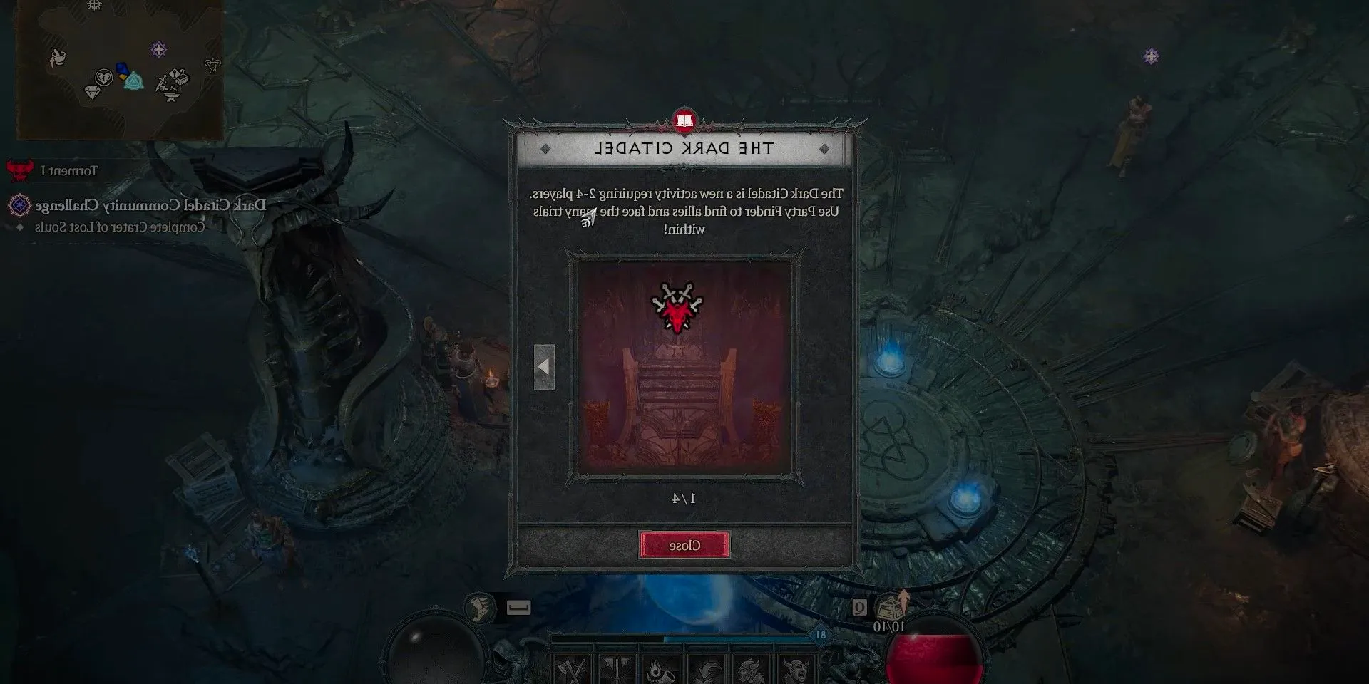 The unlock screen telling players what they can do in the Dark Citadel in Diablo 4 Image