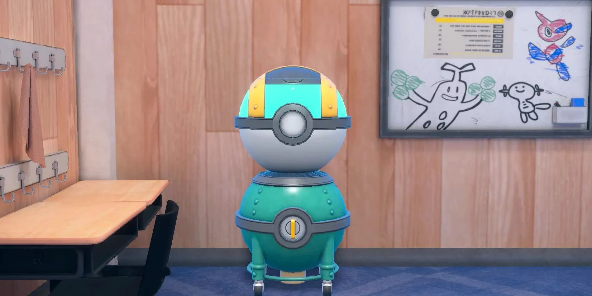 The upgraded Ultra Ball version of the Item Printer in use in Pokémon Scarlet and Violet's Indigo Disk​​​​​​​ DLC. Image