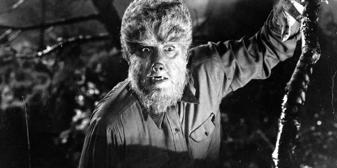 The Wolf Man lurks through bushes in the 1941 film Image