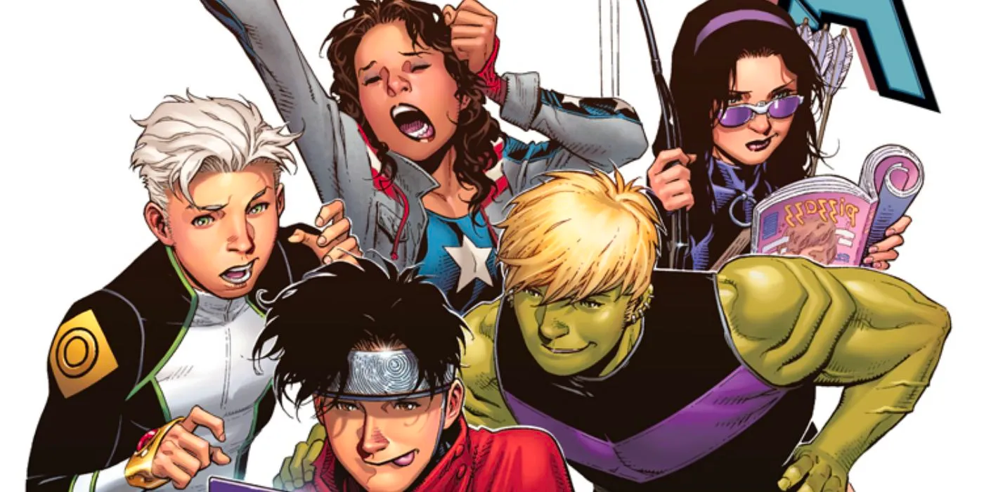 The Young Avengers, including Hulkling, Wiccan, Speed, & more, from their original Marvel Comics run. Image