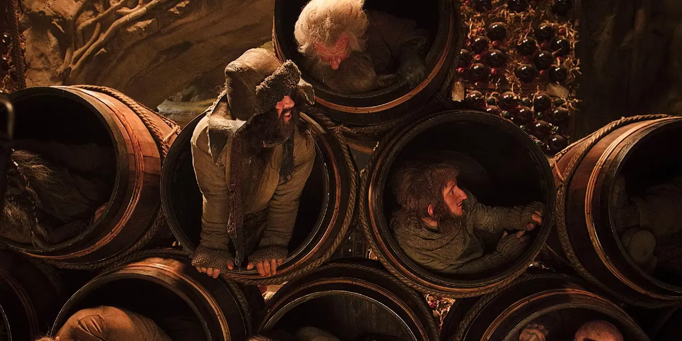 Thorin's Company in barrels from The Hobbit: The Desolation of Smaug Image