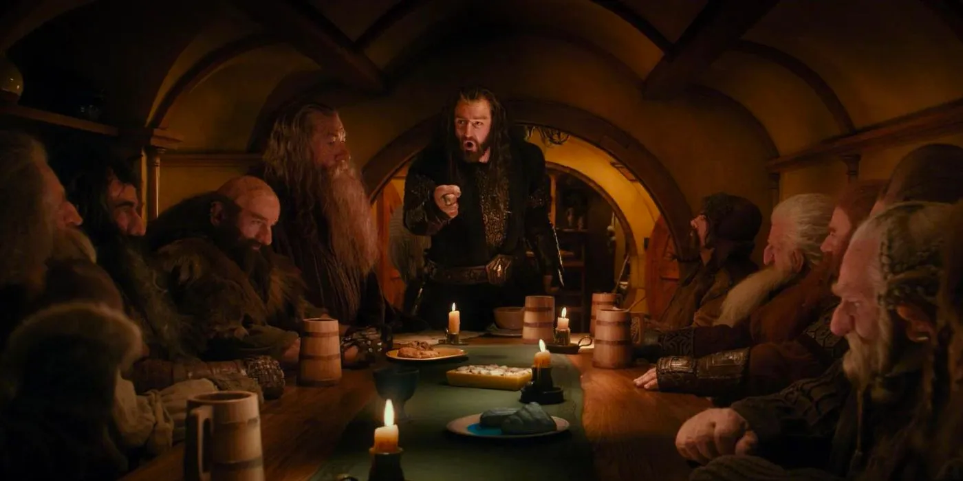 Thorin's Company sitting around the table in Bag End in The Hobbit: An Unexpected Journey Image