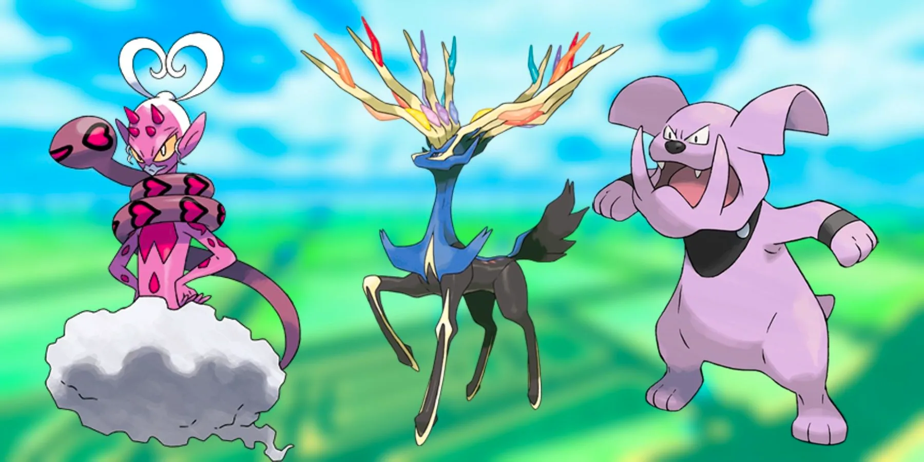 Three Mega Sableye counters in Pokemon GO, Granbull, Xerneas, and Enamorous Image