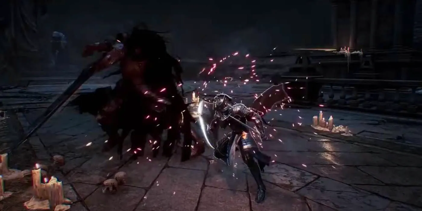 Throne and Liberty Knight player fighting a shadow monster in Tank role solo Image