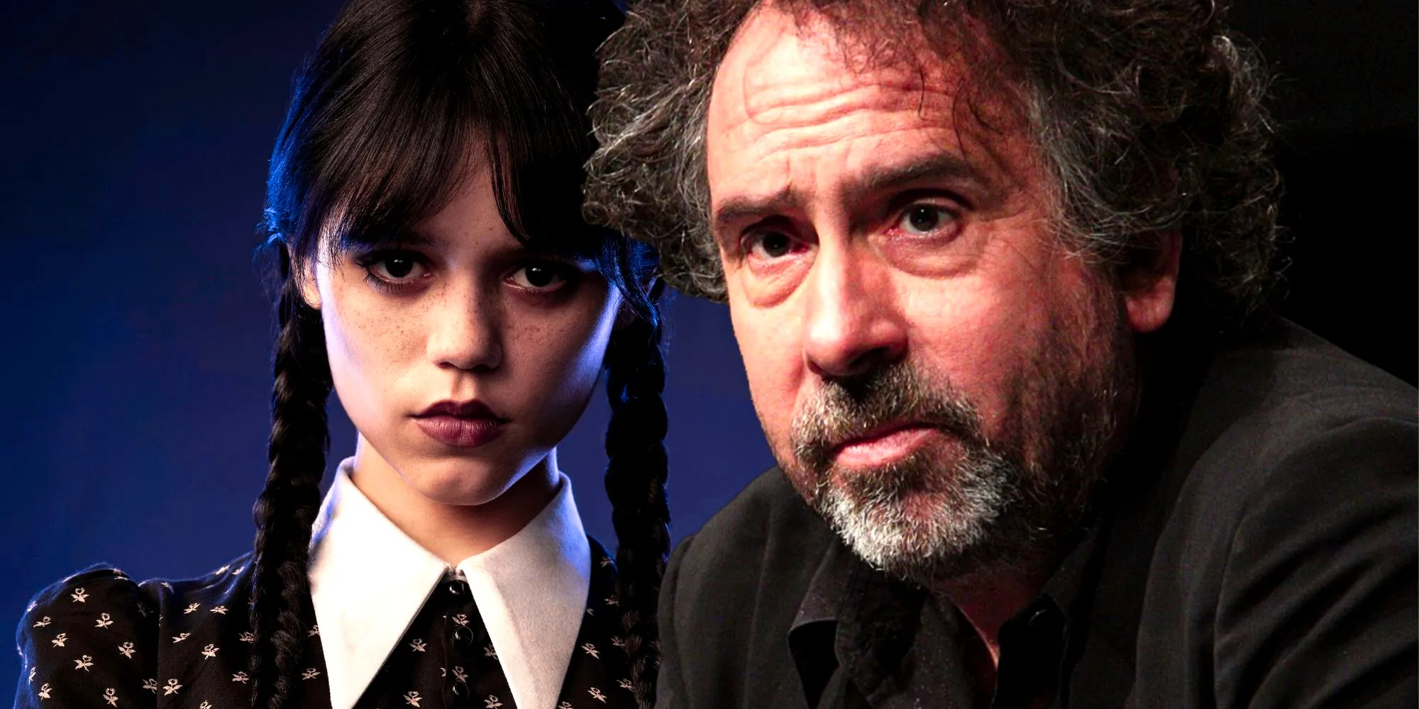 Tim Burton next to Wednesday Image