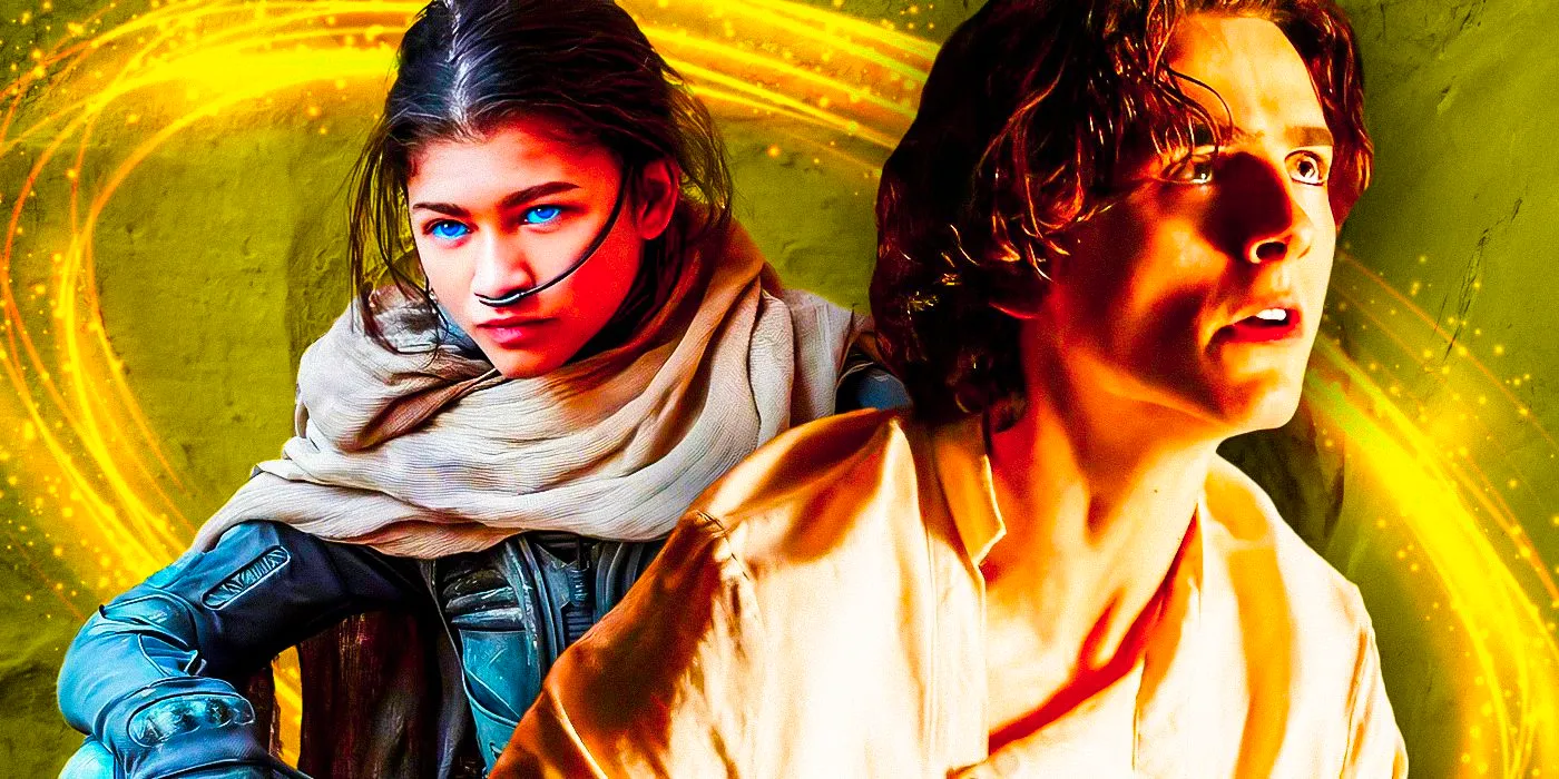 Timothee Chalamet and Zendaya as Paul Atreides and Chani in Dune Image