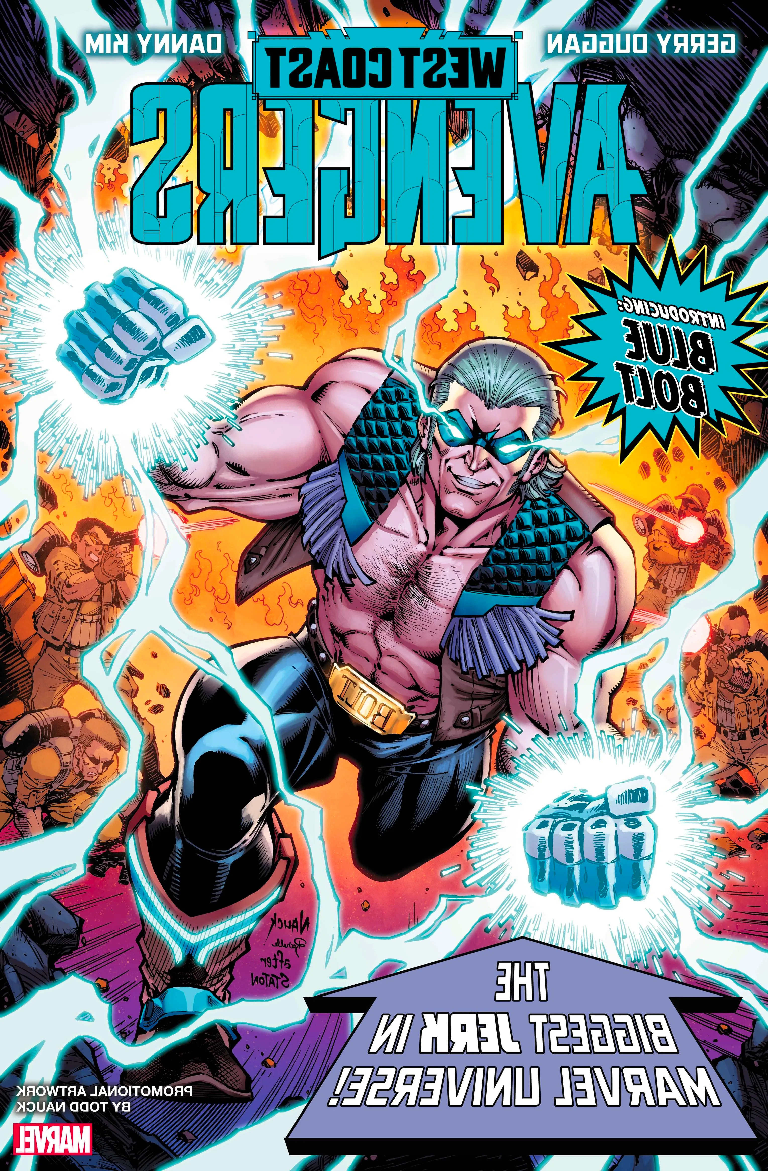 Todd Nauck’s Promotional Art for New Character Blue Bolt in West Coast Avengers - Biggest Jerk in Marvel Image