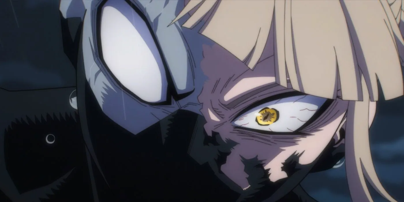 Toga's disguise as Twice begins to fail, revealing part of her face. Image