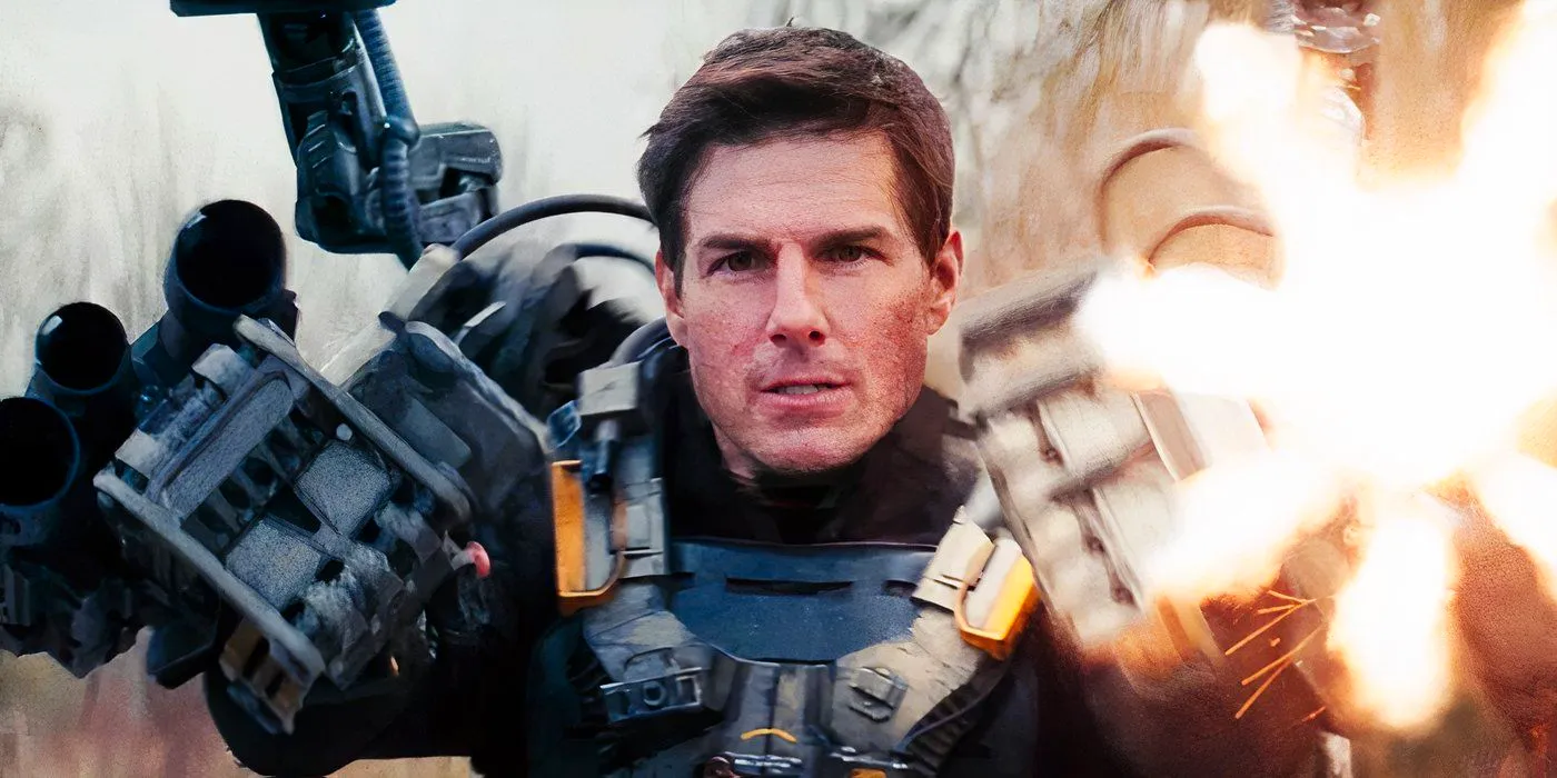 Tom Cruise as Bill Cage shooting in Edge of Tomorrow Image