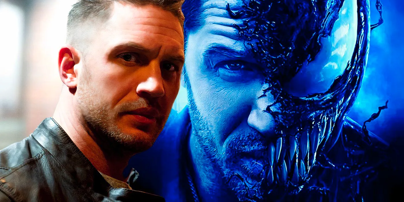 tom hardy as eddie brock in in venom and the venom symbiote on venom poster Image