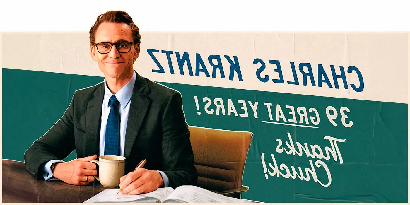 Tom Hiddleston smiles as Chuck in The Life of Chuck banner still Image