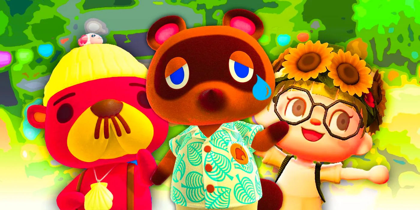 Tom Nook from Animal Crossing with a villager and the otter Pascal. Image