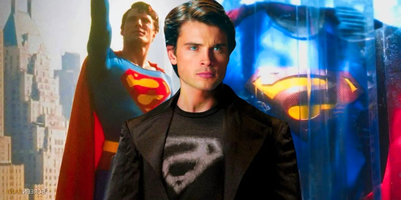 Tom Welling and Christopher Reeve's versions of Superman side by side Image