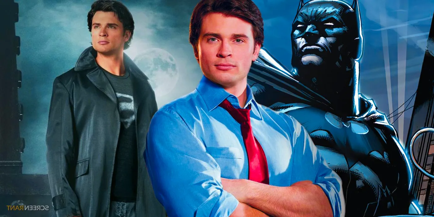 Tom Welling as Clark Kent from Smallville next to Batman Image