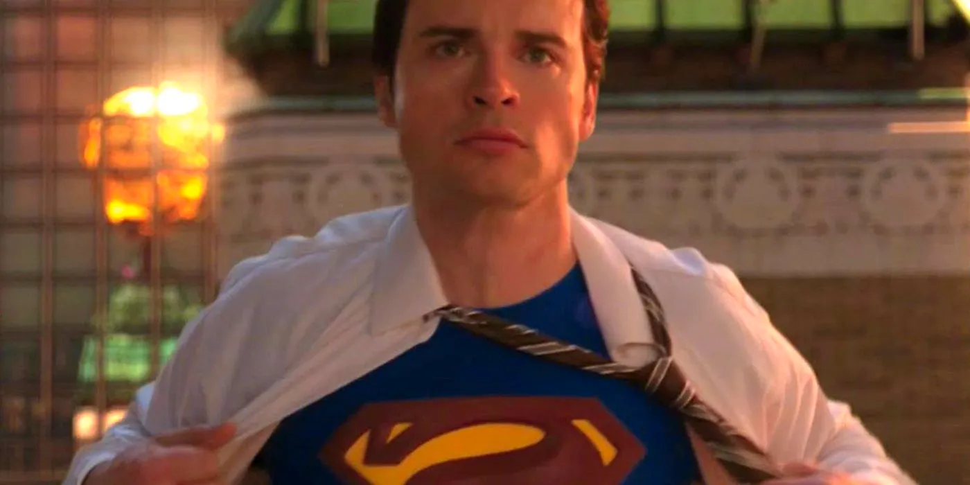 Tom Welling in the Superman costume during the Smallville series finale Image