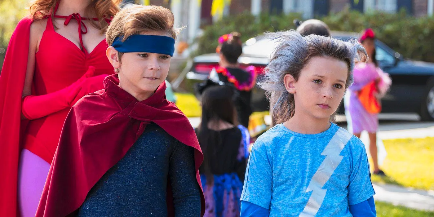 Tommy and Billy Maximoff in Halloween costumes in WandaVision Image