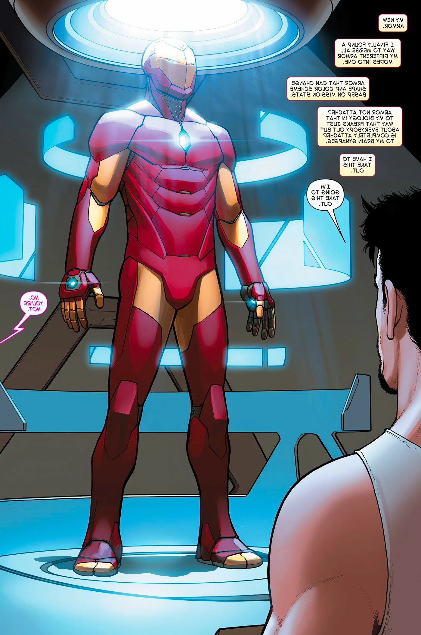 Tony Stark look at the Iron Man Model Prime Armor  Image