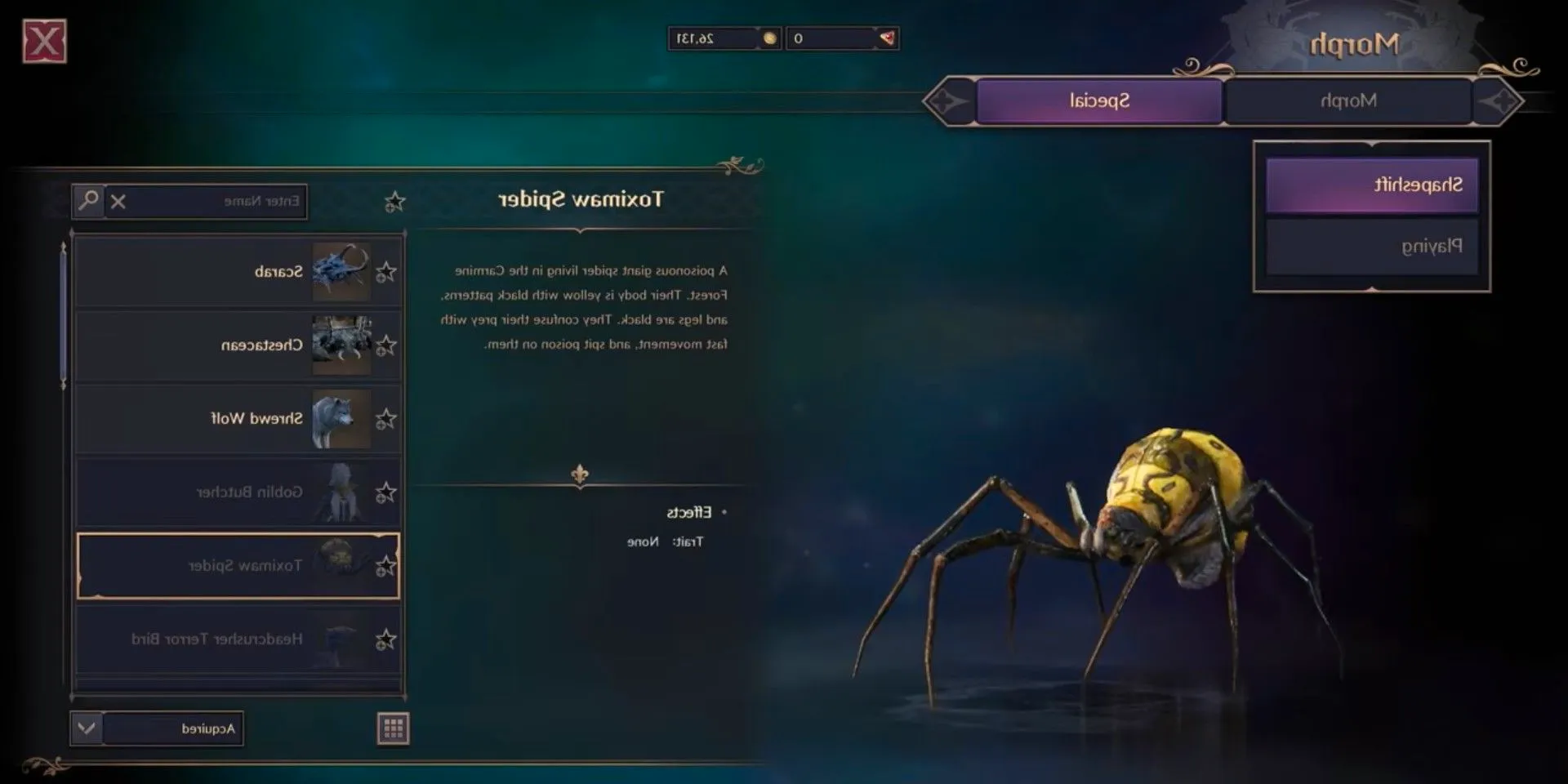 Toximaw Spider Shapeshift Morph overview in Throne And Liberty Image