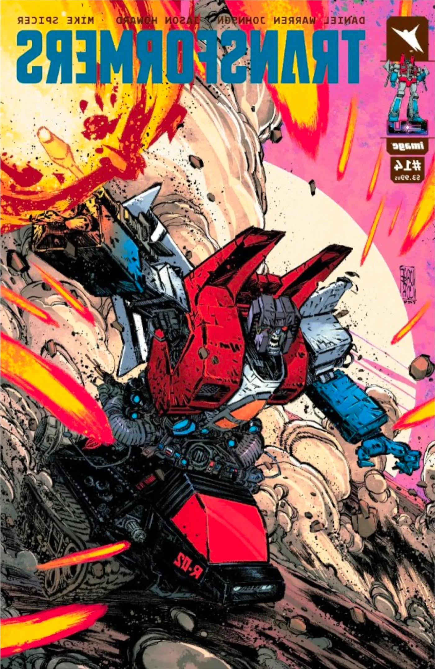 Transformers #14 Cover B Starscream shoots while riding a HISS tank Image