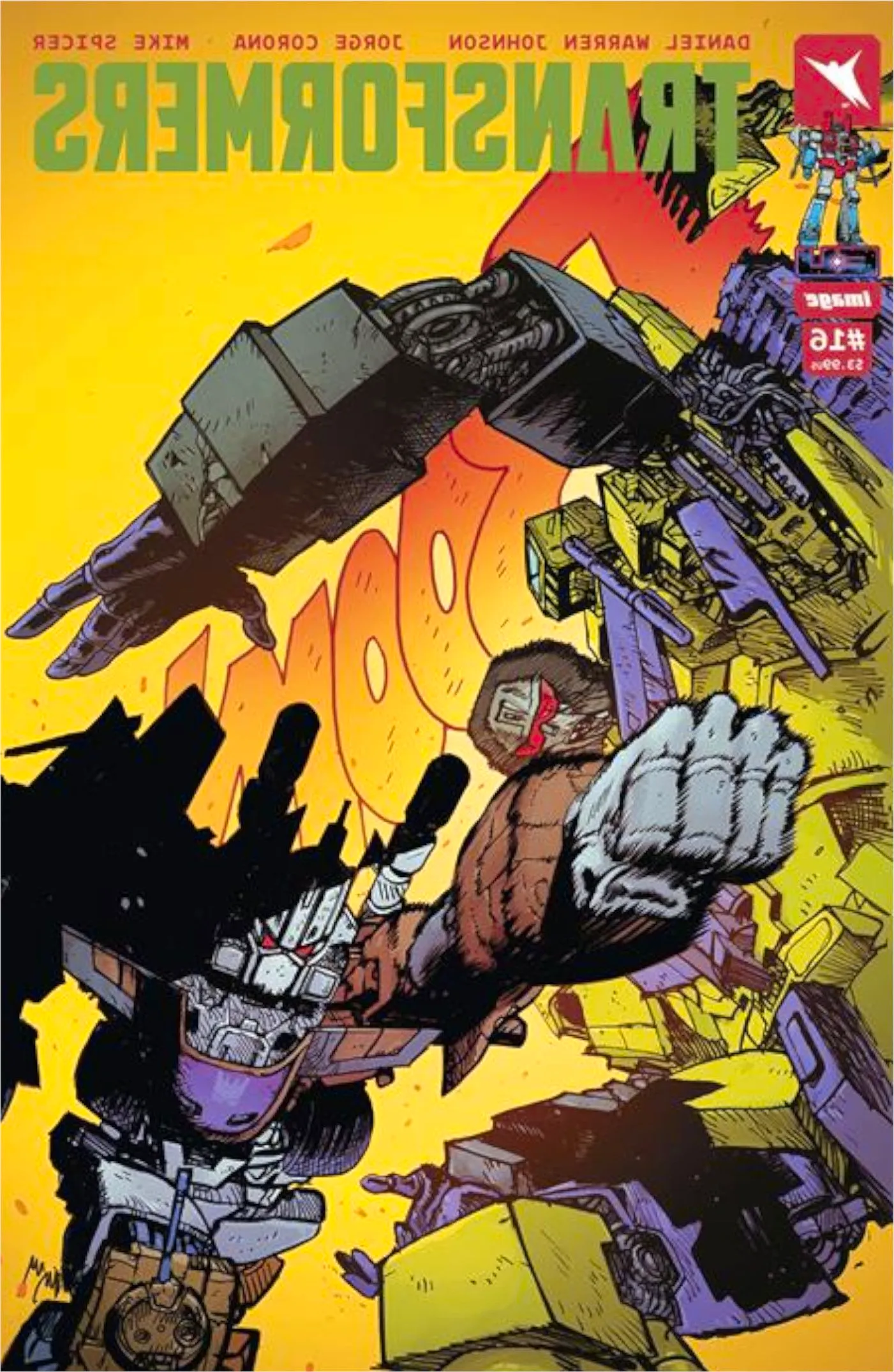 Transformers #16 Cover A Bruticus punches Devastator Image