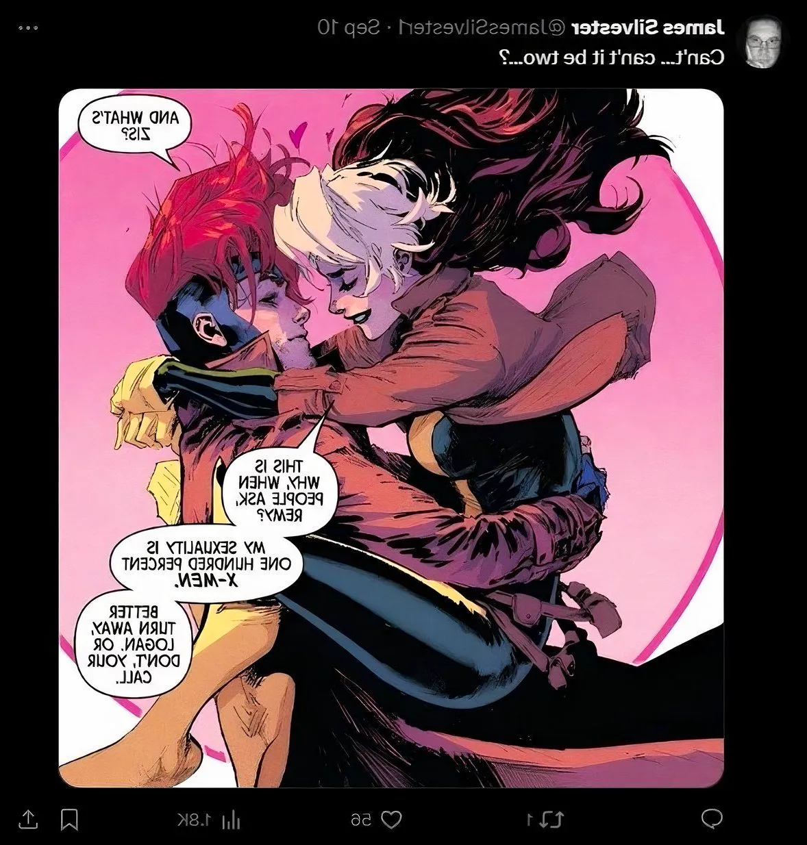 Twitter Thinks Rogue and Gambit Are Both Good Kissers Image