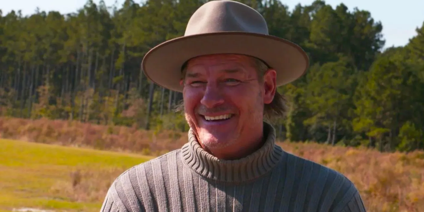 Ty Pennington laughing during a talking head in Rock the Block Image