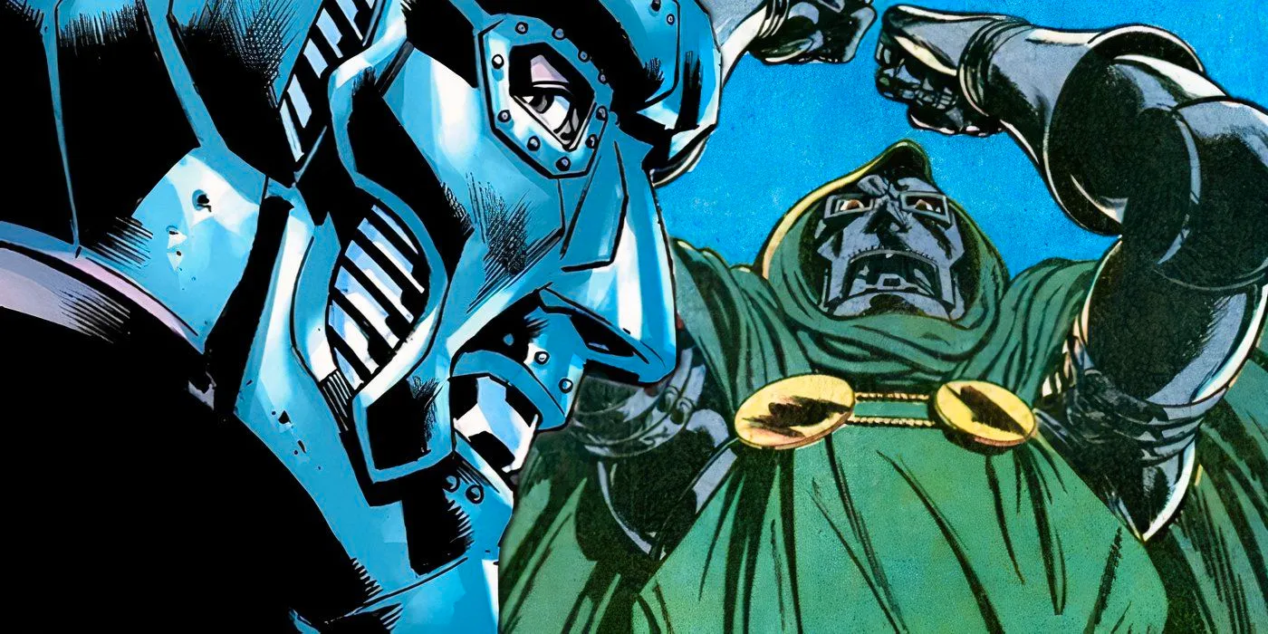 Ultimate Doctor Doom with the original Doom standing behind him. Image