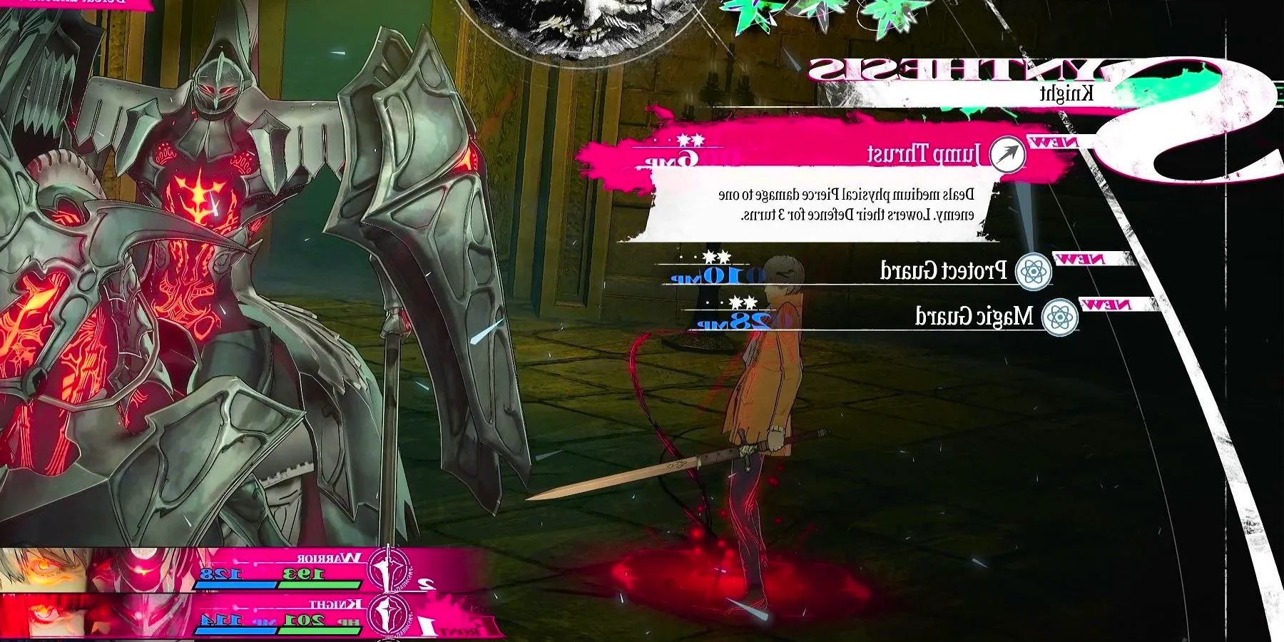 Using the Jump Thrust Knight Synthesis skill in Metaphor: ReFantazio against Undead Grius Image