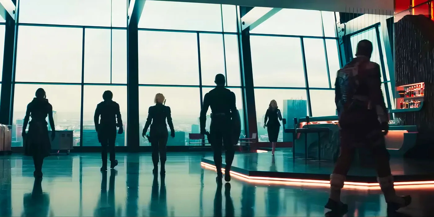 Valentina greeting the Thunderbolts in Avengers Tower in Thunderbolts* trailer Image