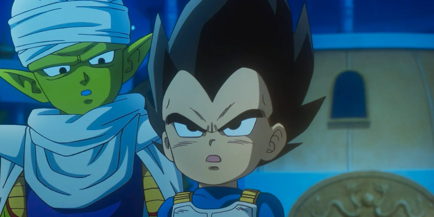 Vegeta and Piccolo in their mini forms looking displeased. Image