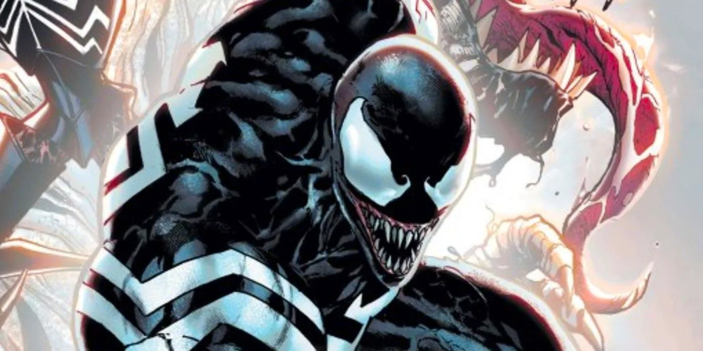 Venom centered with a snarling grin. Image