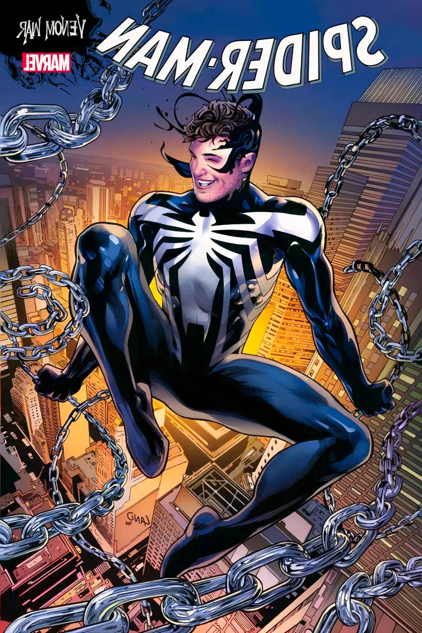 Venom War: Spider-Man #1 cover featuring Black-Suit Spider-Man. Image