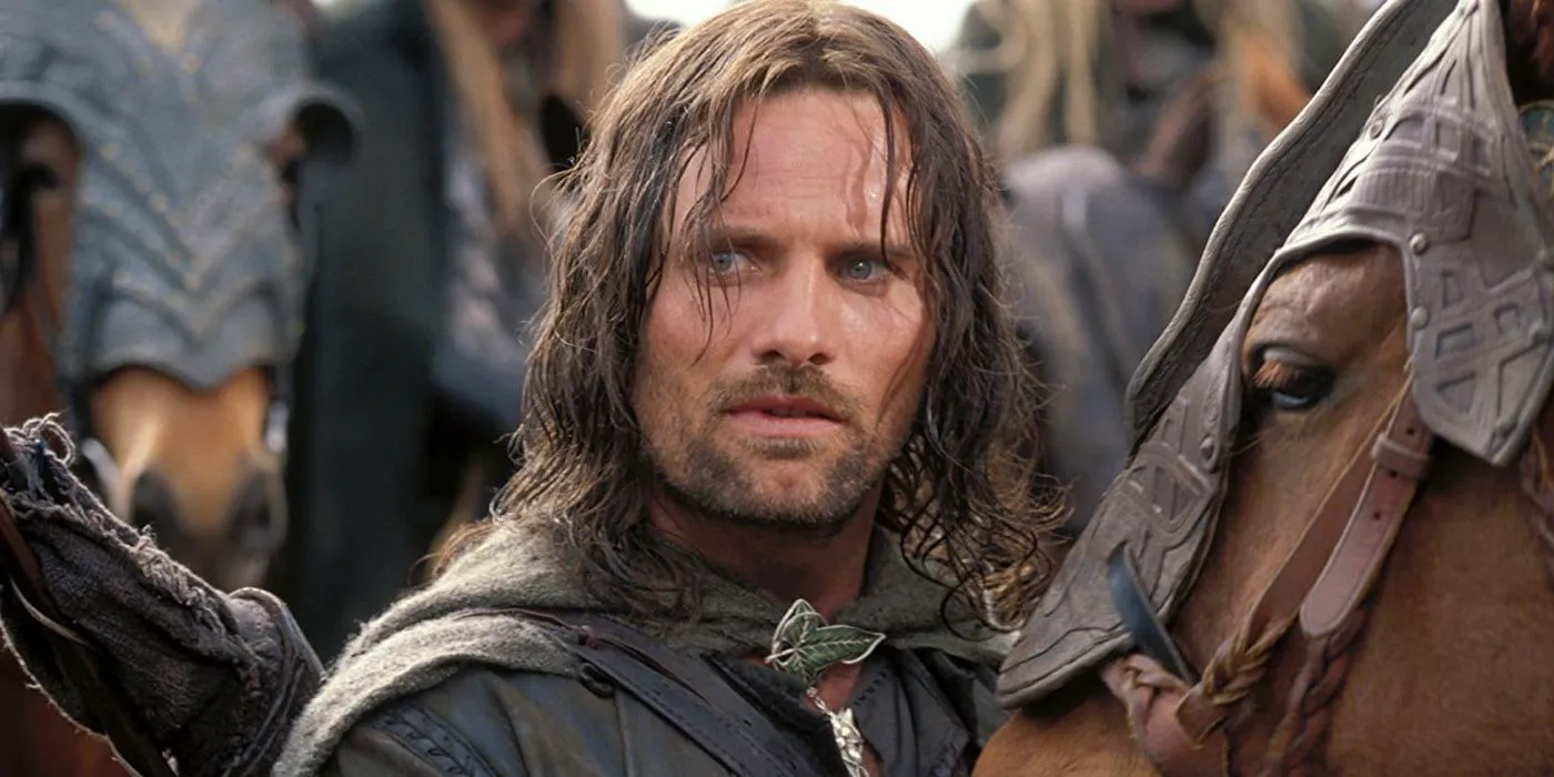 Viggo Mortensen as Aragorn looking concerned in Lord of the Rings Image