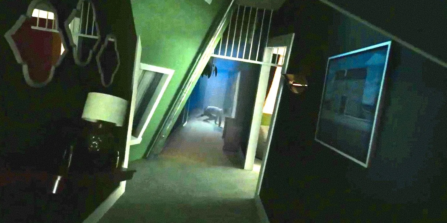 Vivarium Ending Scene with the boy crawling through the halls Image