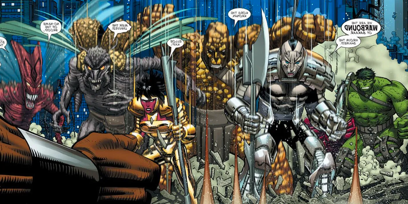 Warbound preparing for battle in World War Hulk comics. Image