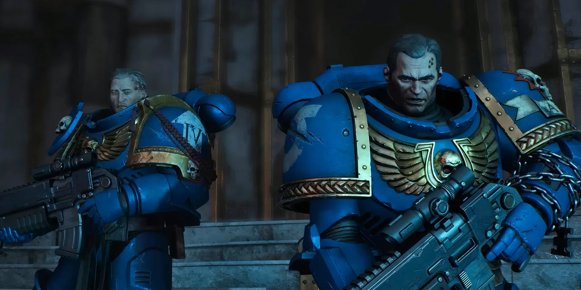 Warhammer 40K Space Marine 2 Titus and Gadriel standing ready Image