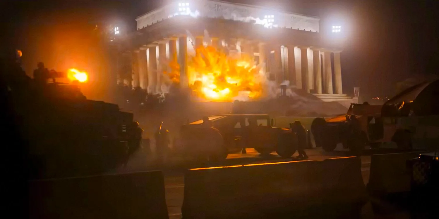 Washington under siege in Civil War as the Lincoln Memorial burns Image